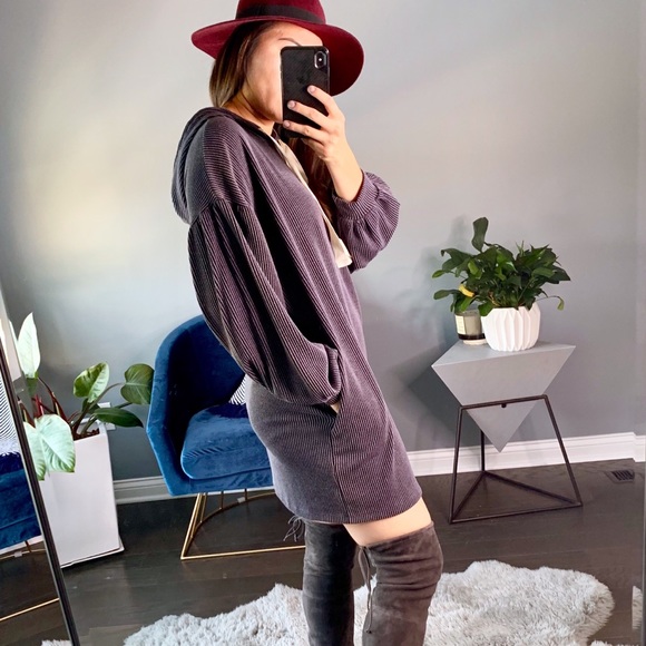 🏷Charcoal Ribbed hoodie - Picture 2 of 6